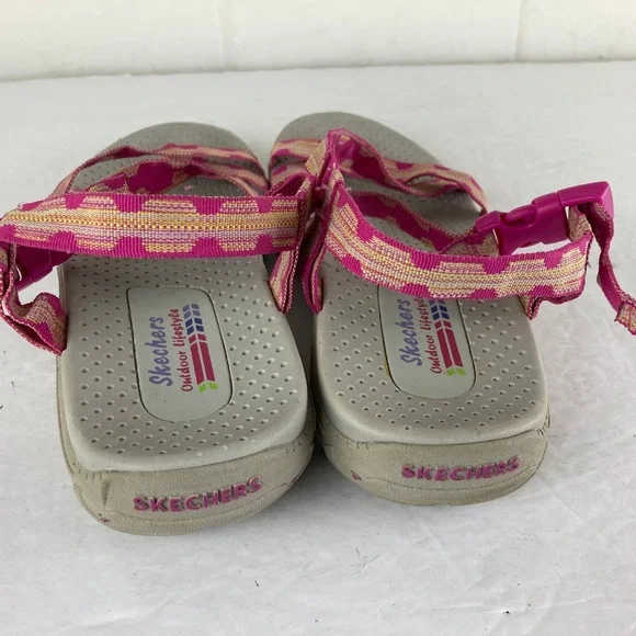 Skechers Outdoor Lifestyle Sandals Women Pink Tan Strappy Buckle Hiking Walking - Picture 7 of 8